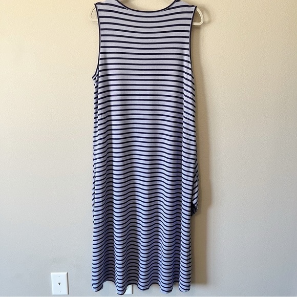 Soft Surroundings Sarina Striped Asymmetrical Midi Dress Periwinkle Pima Cotton - Picture 5 of 9